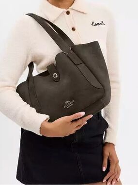 Coach Dark Brown Pebbled Leather Shoulder Tote